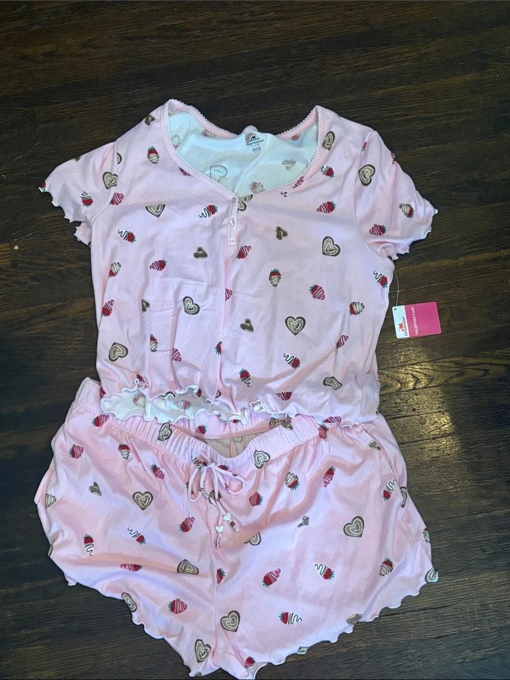 NWT:  Pink Heart & Strawberry Short Pajama Set